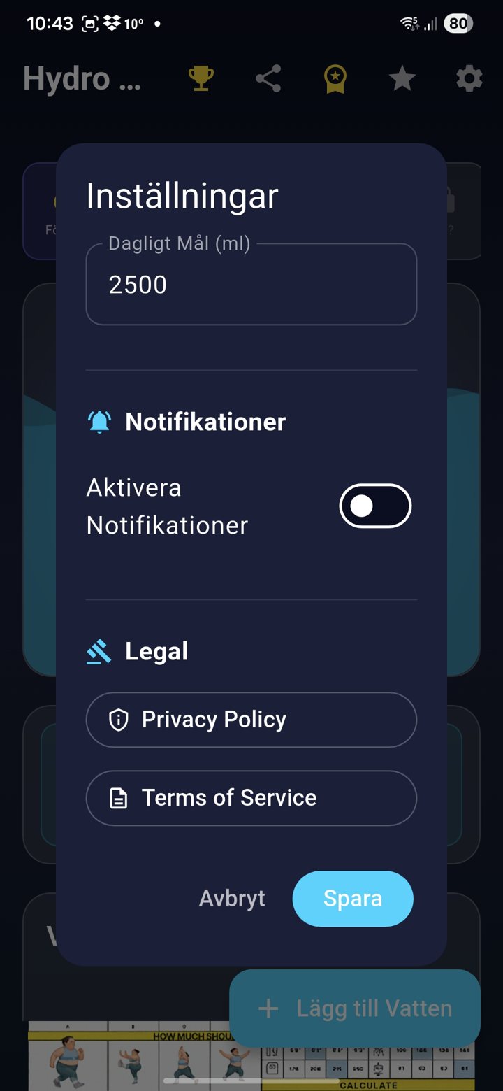 Hydro Track app screen 2
