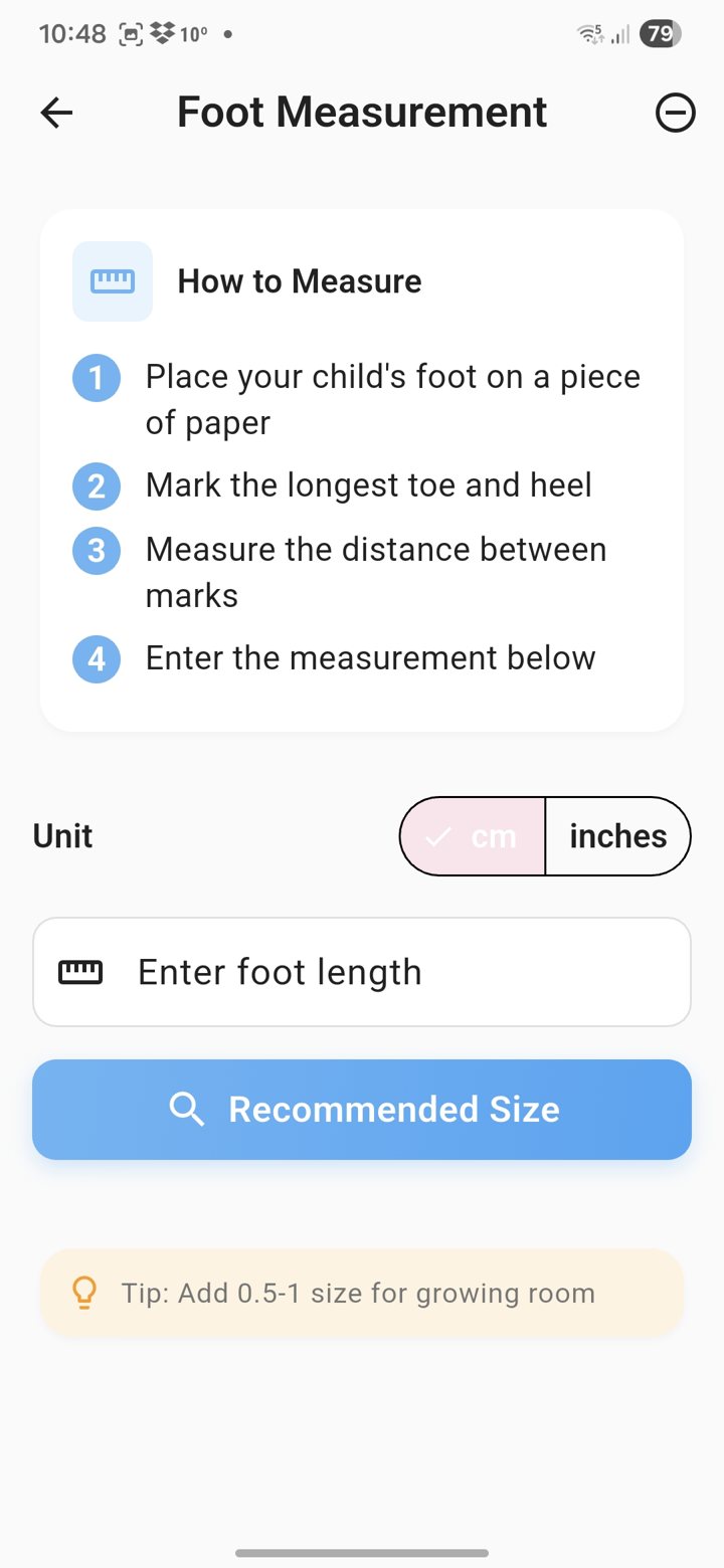 Kids Shoe Sizer app screen 3