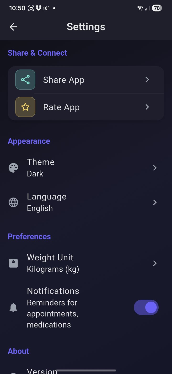 PetCare app screen 3